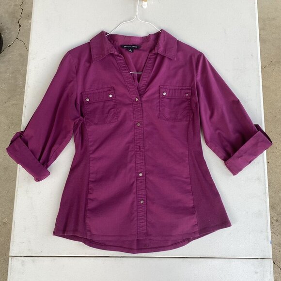 Purple Button-Up Blouse - Picture 1 of 4